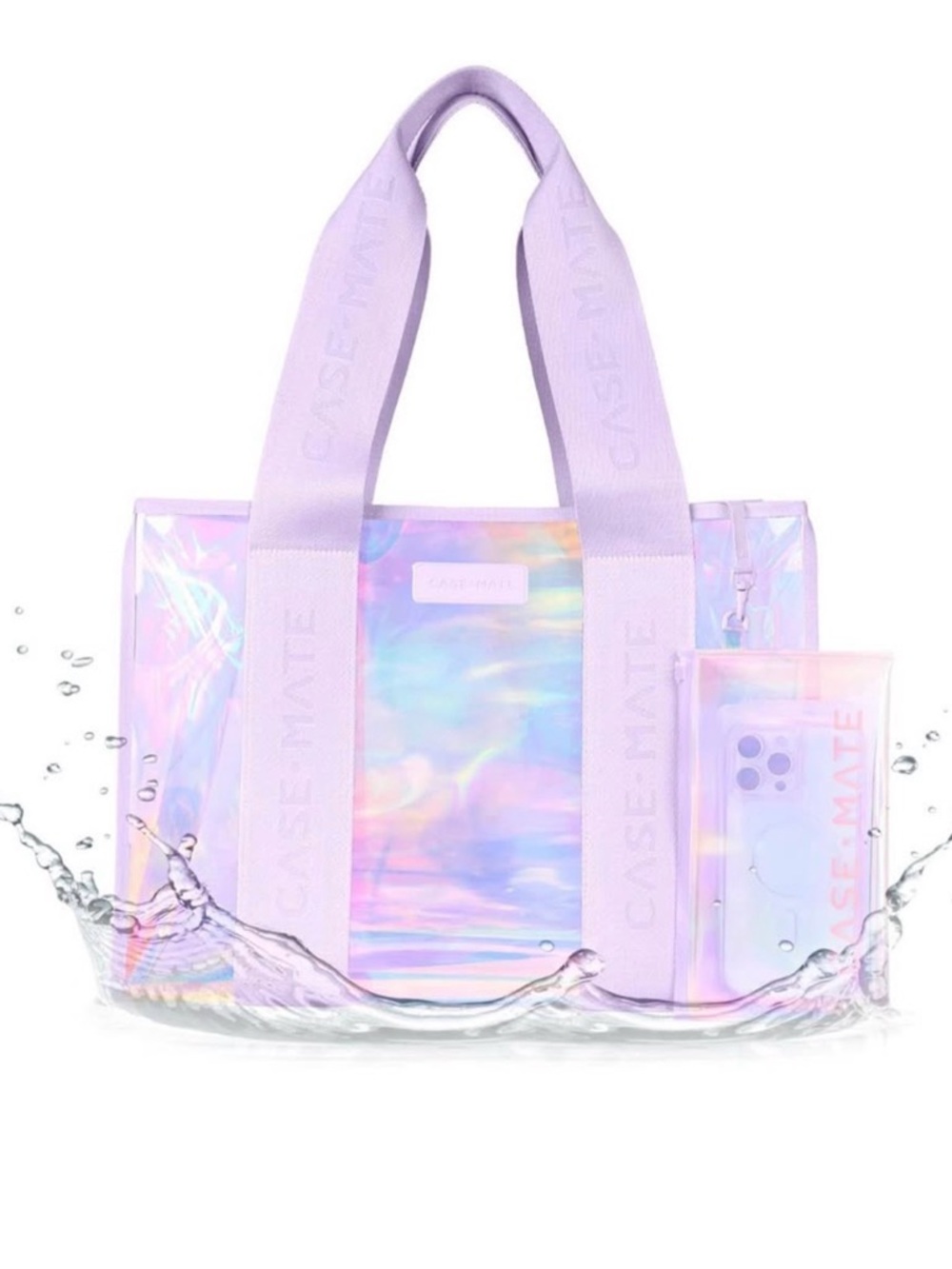 case-mate Iridescent Lavender Holographic Tote with Pouch